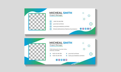 Colorful Flat Email Signatures Template Vector Design. Professional Email Signature Template Modern and Minimal Layout.
