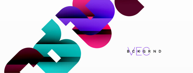 Colorful curve geometric shapes on white