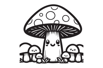 Minimalist Mushroom Silhouette Illustration