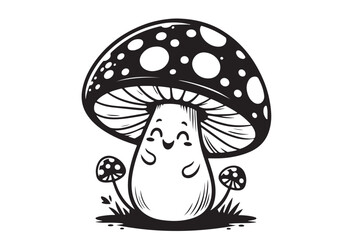Mushroom Outline Silhouette Vector