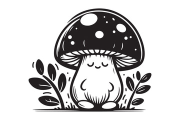 Black Mushroom Silhouette Icon