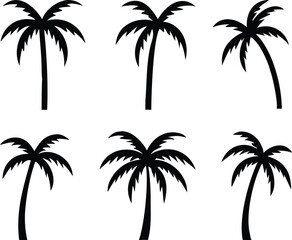 Palm tree silhouette. palm trees set