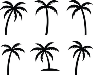 Palm tree silhouette. palm trees set