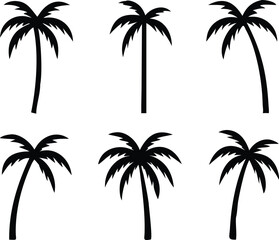 Palm tree silhouette. palm trees set