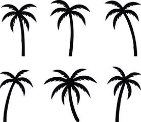 Palm tree silhouette. palm trees set