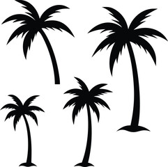 Palm tree silhouette. palm trees set