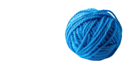 Blue yarn ball on transparent background