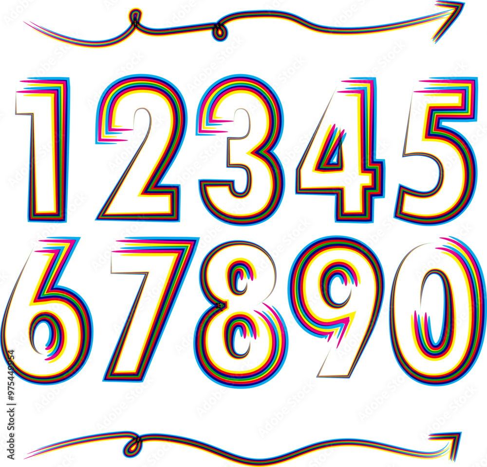 Poster vector set of number, gradient color vector set of numbers