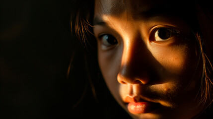 Fototapeta premium Portrait of an Asian girl in close-up