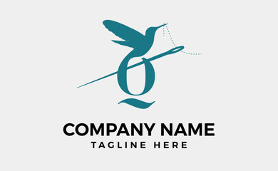 Humming bird logo design tailor sewing needle icon symbol element shape, Editable vector illustration.