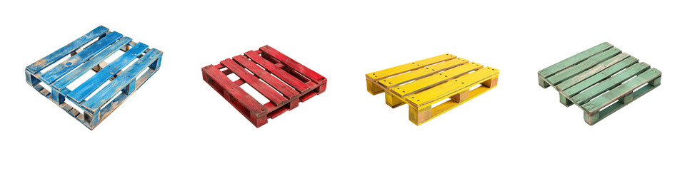 Collection of wooden pallet on isolate transparent background, cut out png