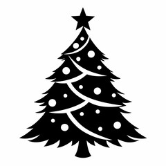 Christmas tree black vector art illustration