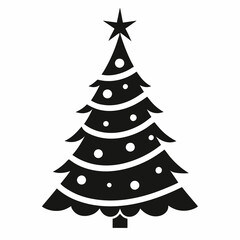 Christmas tree black vector art illustration