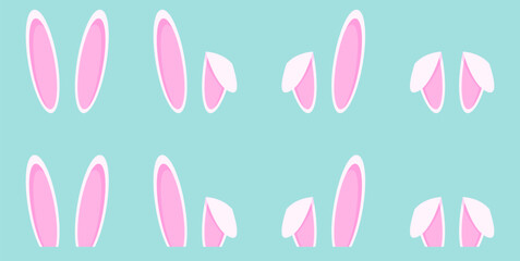 Cute set of bunny ears cartoon collection flat illustration clipart