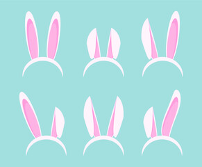 Rabbit ears hat bandana cute cartoon flat illustration clipart 