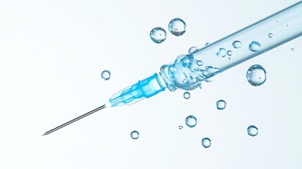 Fresh Saline Droplets on Syringe Tip - Medical Concept in High Resolution