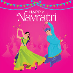 Navratri Couple Playing Garaba Dandiya Festival

