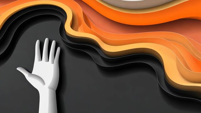 Retro abstract artwork featuring a talkative woman covering her mouth in a creative collage design.
