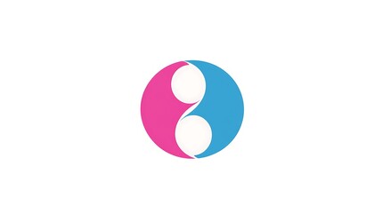 Harmony in Balance - Modern Vector Yin-Yang Logo with Pink and Blue Halves on White Background