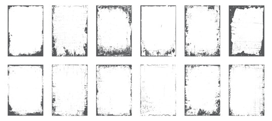 Grunge frame border texture on isolate background. Old grunge frame with dust texture.  Texture black frame old grunge square frame.