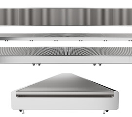 Set of empty conveyor belt in various angles isolated on white