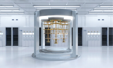 Quantum server network with quantum computer machine in server room
