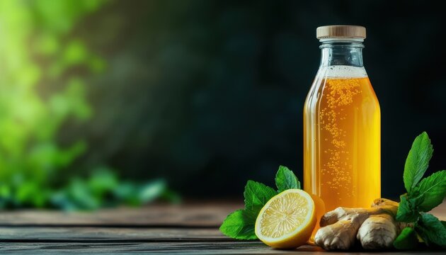 A refreshing drink featuring ginger, lemon, and mint, perfect for health enthusiasts seeking natural flavors.