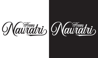 Happy Navratri. Vector typography set for banner design. Festival of India. Illustration of Navratri with beautiful calligraphy.
