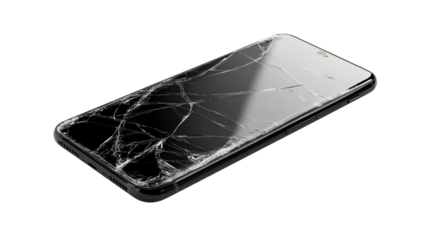 Mobile phone with a cracked screen