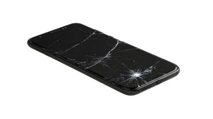 Mobile phone with a cracked screen