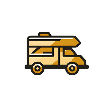 recommend clip art: Yellow camper van icon with black outline on black background.