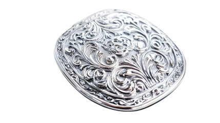 A vintage silver plate and an old tin can isolated on a white background