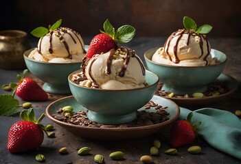 Delicious colorful Gelato ice cream with berries