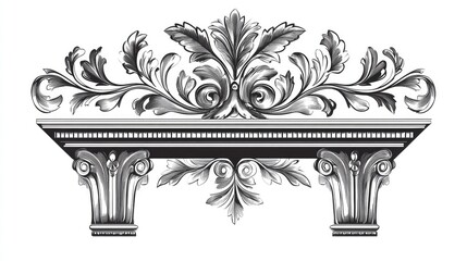 Line art illustration featuring a black ornamental decorative frame in a Roman style