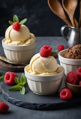 Delicious colorful Gelato ice cream with berries