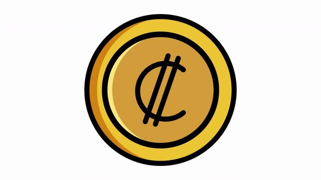 Animated, gold coin featuring colon money symbol, ideal for financial concepts, currency exchange, Colon, Crc,  Costa, Rika, America,  costa rica, colon money, economics, investment, banking, and savi