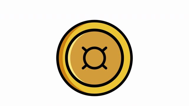 Animated, gold coin featuring current coin, rusian money symbol, ideal for financial concepts, currency exchange, current money, economics, investment, banking, savings and investment concepts design 