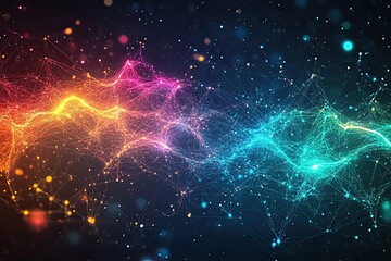 Obraz premium Abstract digital wave of interconnected neural networks