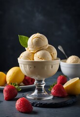 Delicious colorful Gelato ice cream with berries