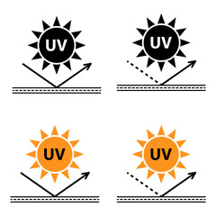 Set of Sun protection factor icon, uv radiation block symbol, sun protect skin vector illustration