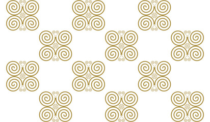 Ethnic fabric pattern, snail pattern, gold tone, used for printing to assemble clothes and other things as needed.