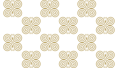 Ethnic fabric pattern, snail pattern, gold tone, used for printing to assemble clothes and other things as needed.