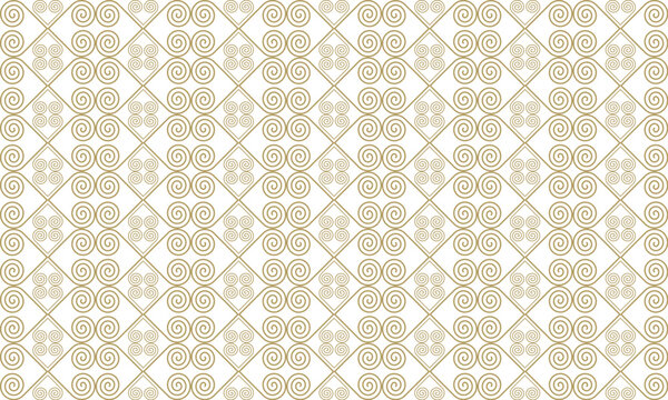 Ethnic fabric pattern, snail pattern, gold tone, used for printing to assemble clothes and other things as needed.