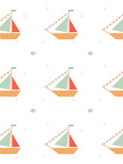 cute vector pattern with a small boat for kids