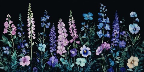 Obraz premium Vibrant bouquet of stunning flowers displayed against a dark backdrop. This image captures the beauty of nature. Perfect for decorative art or floral designs. AI