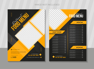Double sided modern restaurant food menu design template