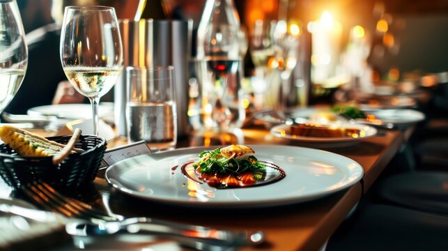 Luxury travel concept featuring fine dining in an exclusive fancy restaurant with exquisite cuisine and great service