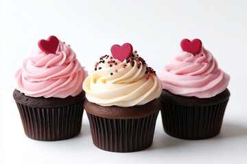 Cupcakes with pink frosting and red sprinkles 