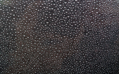 Rain water droplets on dark cover background. Water droplets and wallpaper concept