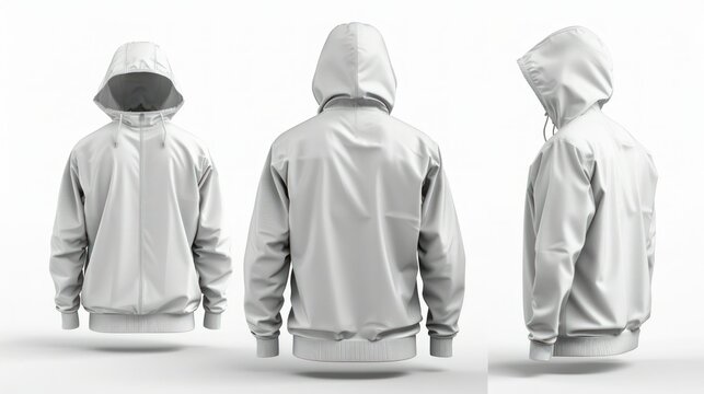  Design mockup of white windbreaker jacket from front and back perspectives. Concept Sure, I can help you create a design mockup of a white windbreaker jacket from both front and back perspectives